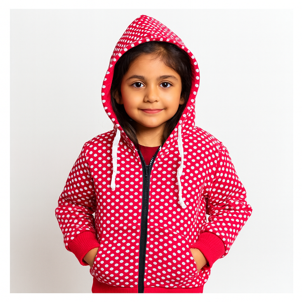 Girls Polka Dot Hoodie Maroon 🌟60