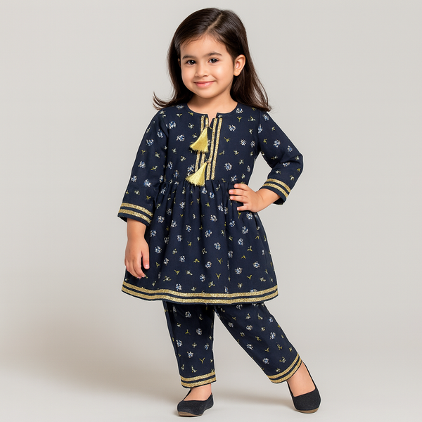 Girls Black Floral 2 Pc set 134