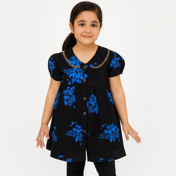 Girls black Blue Leaf 167