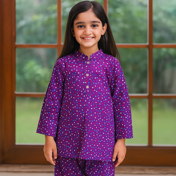 Girls Purple Corduroy Polka Dot 2 Pc set 243
