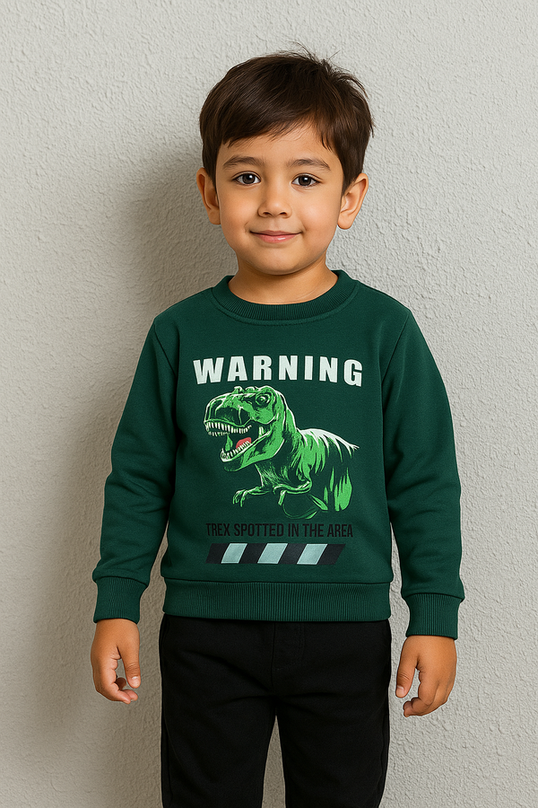 Dark Green Dino Printed Sweatshirt 🦖99
