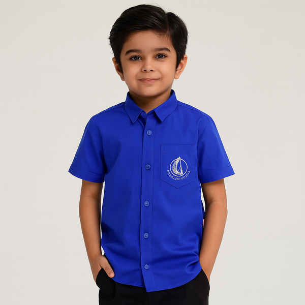 Boy Blue small Sail Boat Casual Shirt 179