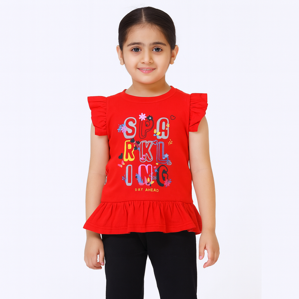 Girls Sparkling Red Top 175