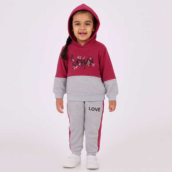 Girls Dark Pink and Gray Love 2 Pc set 283