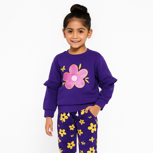 Girls Purple Glitter Flower 2 Pc set 250