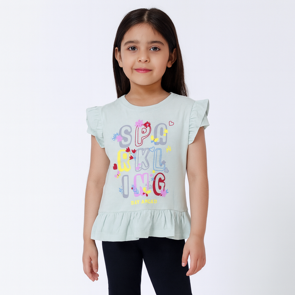 Girls Sparkling Light Green Top 175