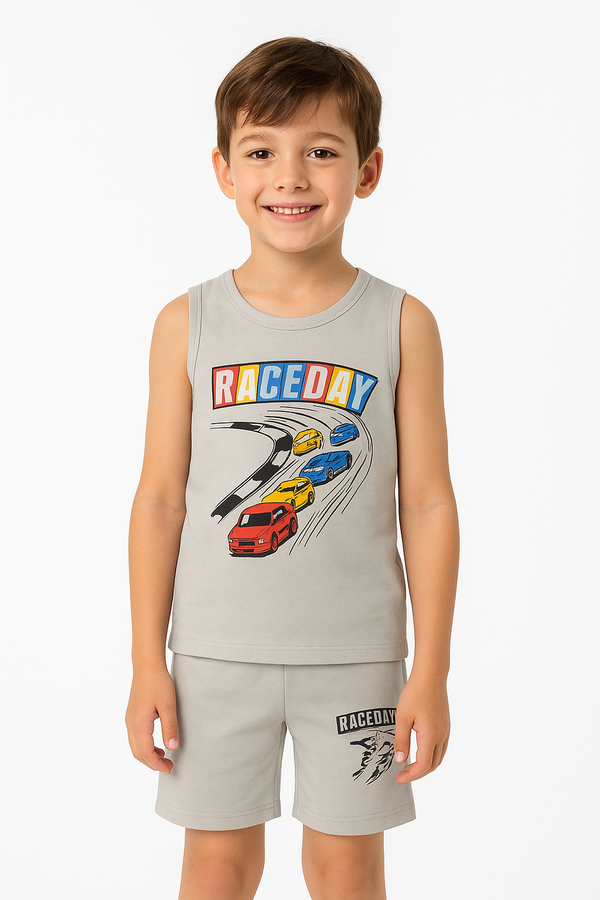 Boy Sando Light Gray Race Day 2 Pc set 214