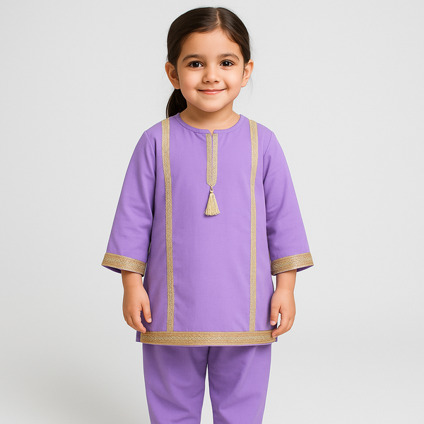 Girls Cotton Purple Lace 2 pc set 188