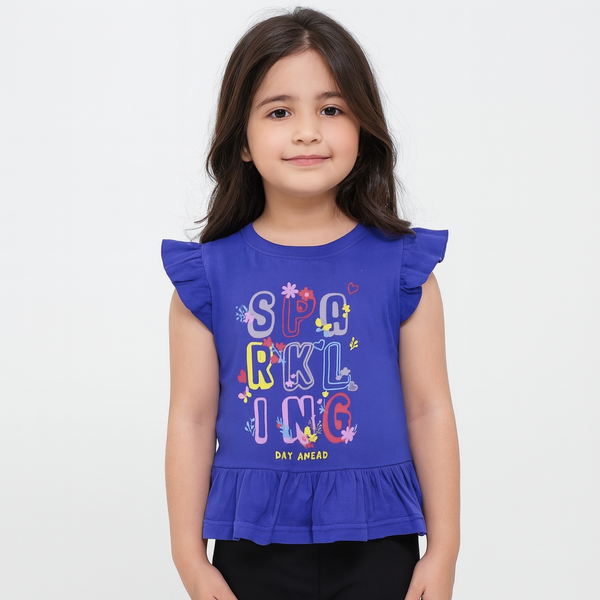 Girls Sparkling Dark Blue Top 175