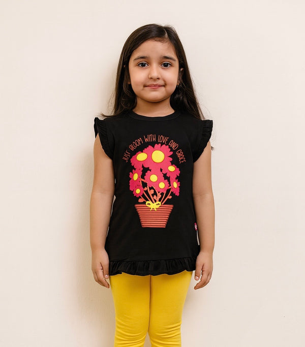 Girls  Brown Flower Top 166