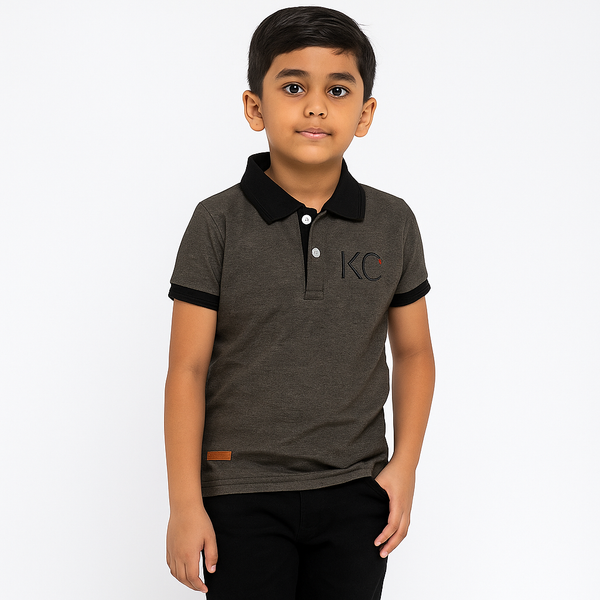 Boys Basic Charcoal Polo KC 🖤7