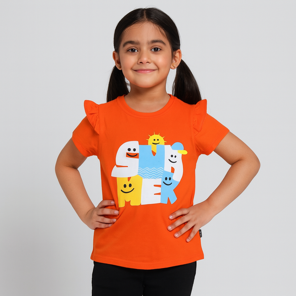 Girls Orange Summer smile Top 149