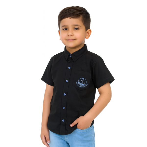 Boy Black Small sail Boat casual shirt 178