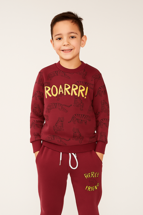 Boy Maroon Roarr Tiger 2 Pc set 226