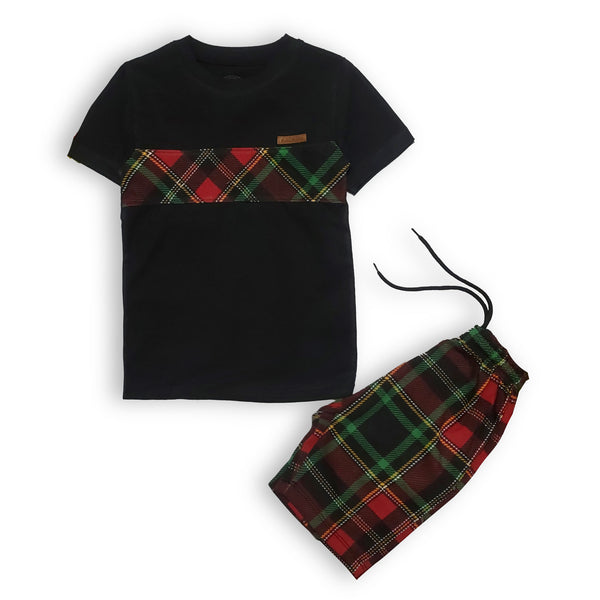 Black with Check Panel 2 Pc Set 🖤✔️