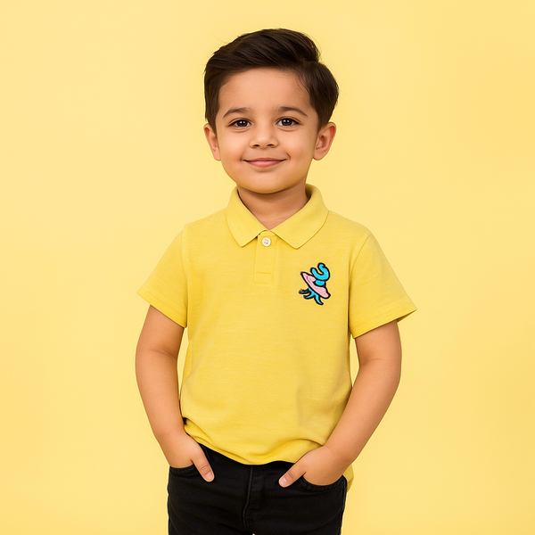 Boy Yellow Dino Surfing Polo shirt 194