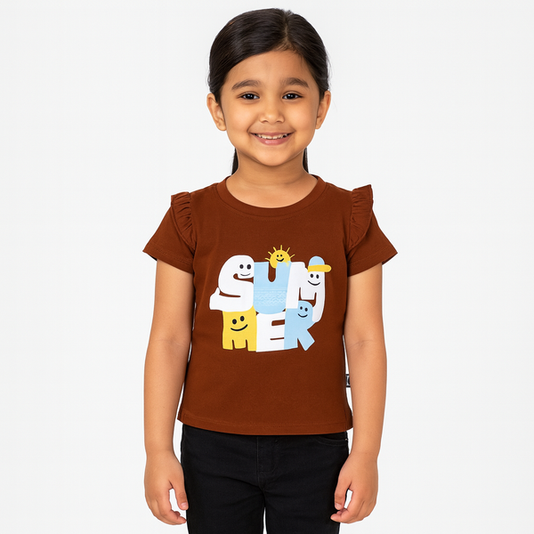 Girls Dark Brown Summer smile Top 149