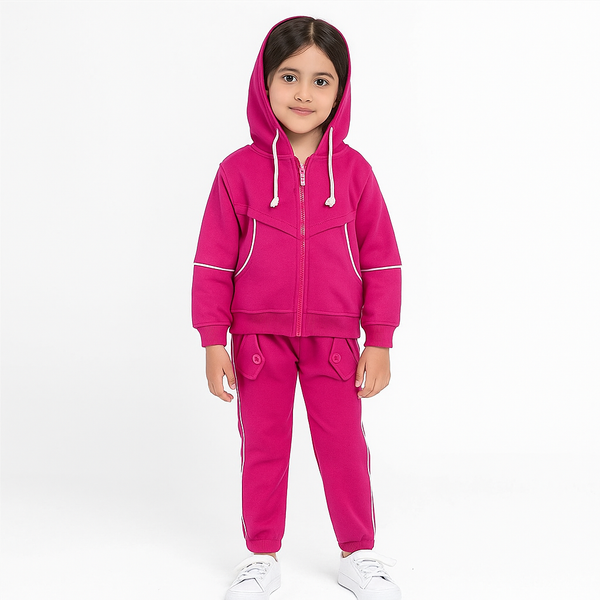 Girls Pink pocket square with Hood 2 pc set 274