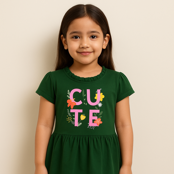 Girls Green Pique Cute Polo top 150