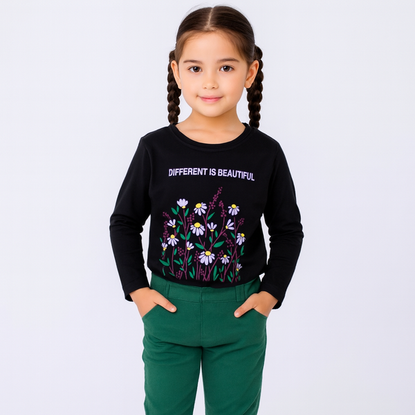 Girls Black Different is Beautiful T-Shirt 136
