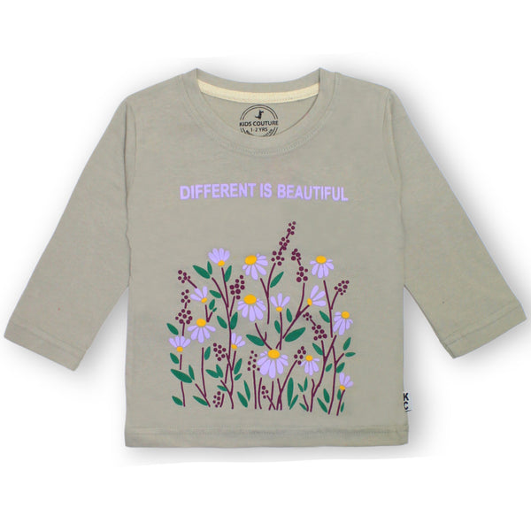 Girls Gray Different is Beautiful T-Shirt