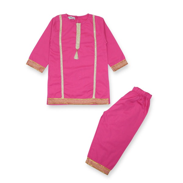 Girls Cotton Pink Lace 2 pc set 188