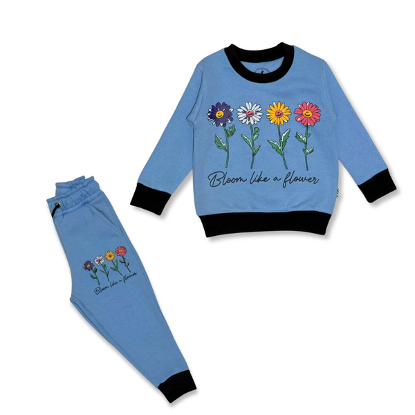Girls Flower Sky Blue 2 Pc 🌸