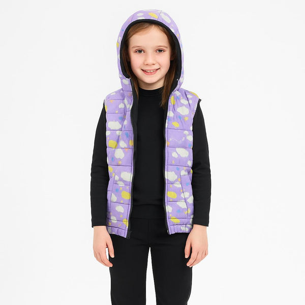 Girls Purple cloud & Heart vest with Hood 249