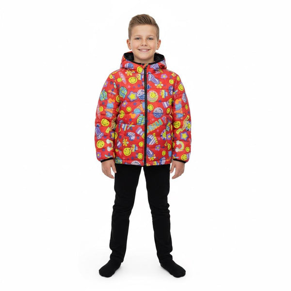 Boy Red Smiley Faces Hoodie Jacket 248