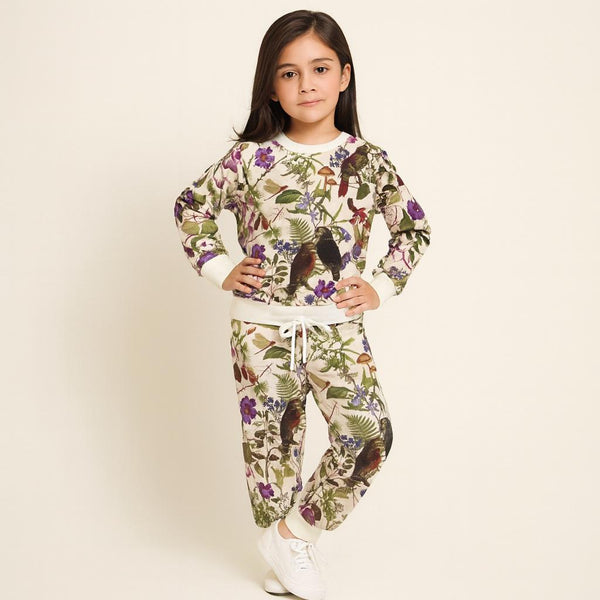 Girls Off White Tropical Bloom Print 2 Pc set 262