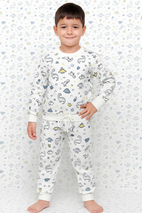 Boys White Dino print 2 Pc set 231