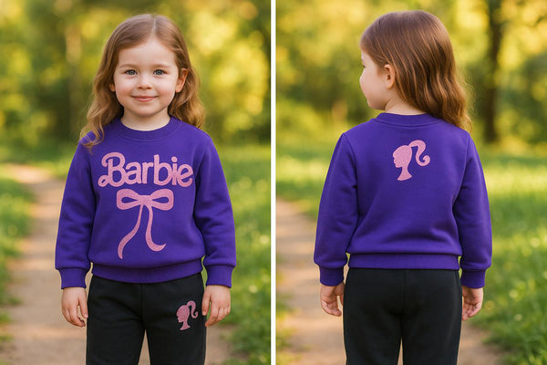 Girls Purple Barbie Ribbon 2 Pc set 233