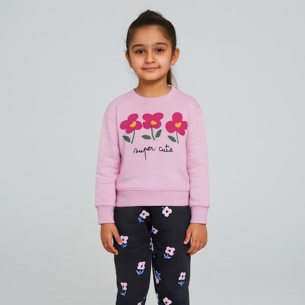 Girls Pink Super Cute Flower 2 Pc set 254