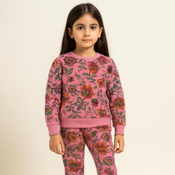 Girls Pink Tropical Bloom Print 2 Pc set 262