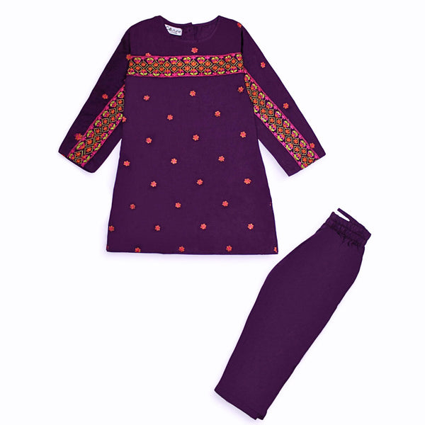 Girls Lawn Purple Emborided 2 pc set 138