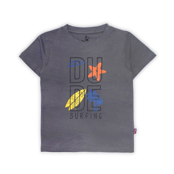 Boys Dark Gray Dude Surfing T-Shirt 143