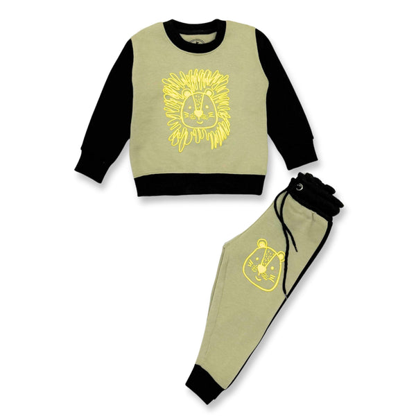 Boys Fleece Light Green Lion 2 Pc Set 🦁
